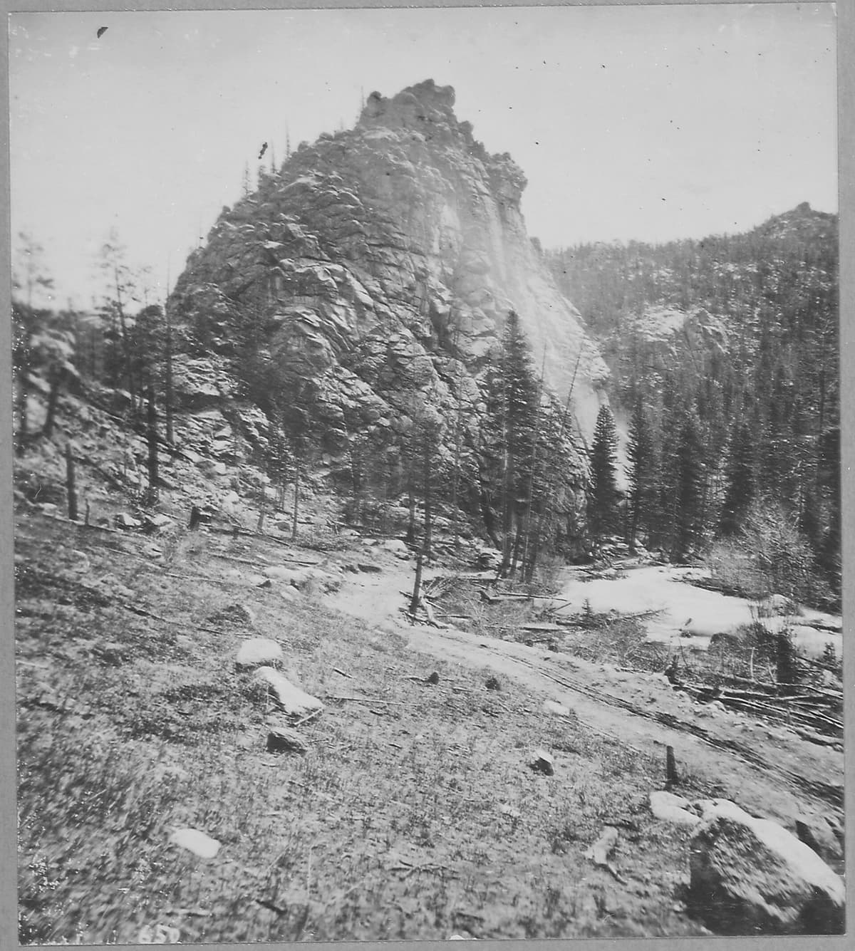 Castle Rock rising above Boulder Canyon in Boulder County, Colorado