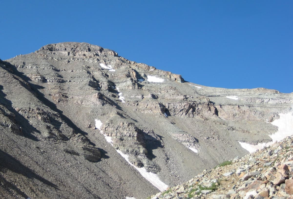 Castle Peak rising above Montezuma Basin in the Elk Mountains near Aspen, Colorado