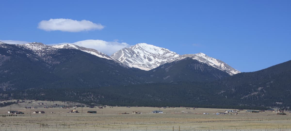 Mount Yale and the Collegiate Peaks viewed from the highway north of Buena Vista