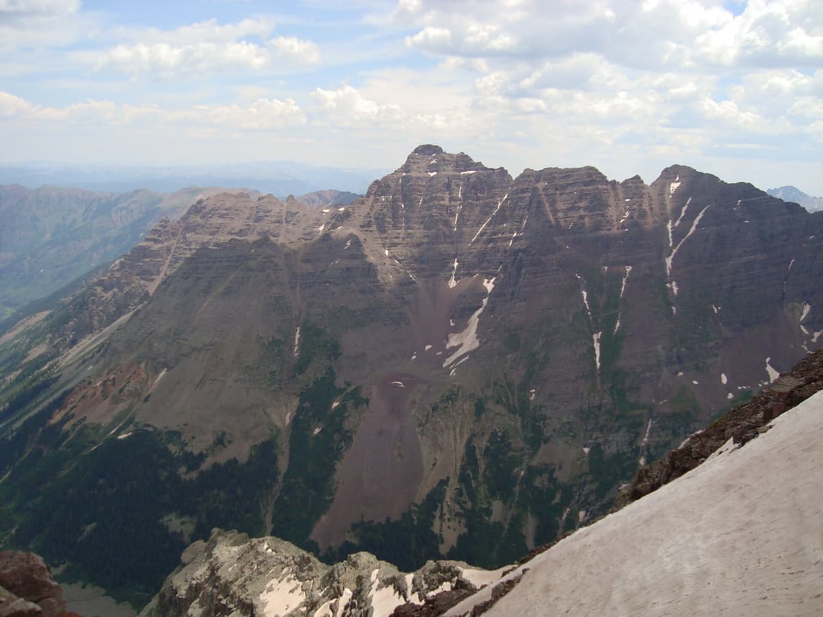 Pyramid Peak in the Elk Mountains, a Class 4 fourteener known for loose rock and steep exposure