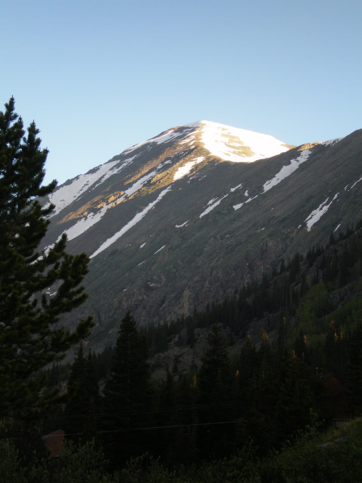 Quandary Peak rising above the Breckenridge high country, the wall that frames the McCullough Gulch basin