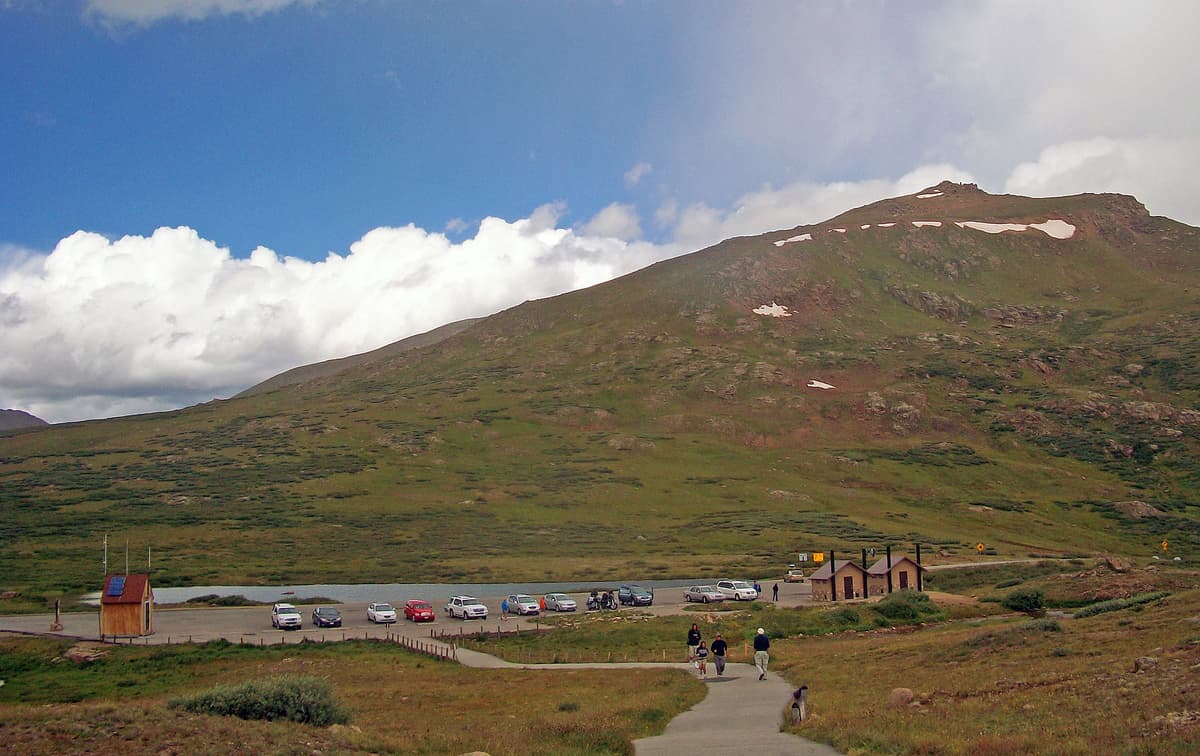 The view across Independence Pass on Colorado 82, one of the highest paved crossings of the Continental Divide