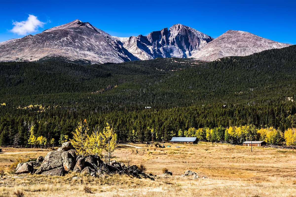 Longs Peak flanked by Mount Meeker and Mount Lady Washington in Rocky Mountain National Park
