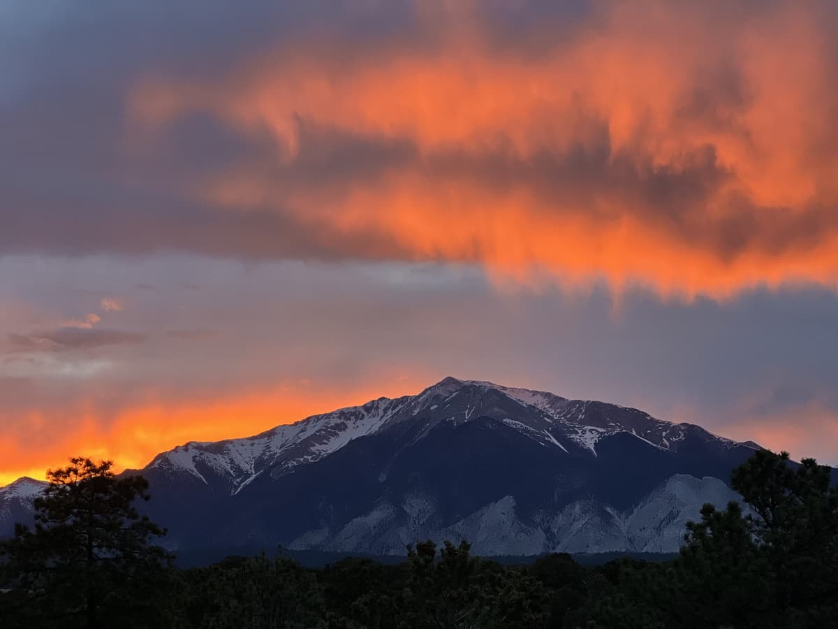 Sunset light on Mount Princeton above the Chalk Creek valley