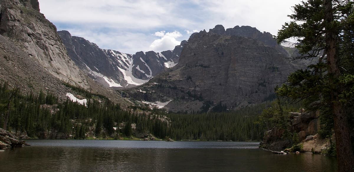 The Loch with its rocky shoreline in Rocky Mountain National Park