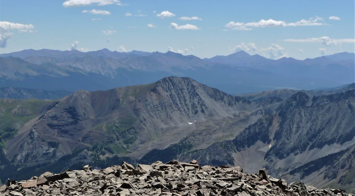 Taylor Peak seen from the high country at the head of Castle Creek near Cathedral Lake