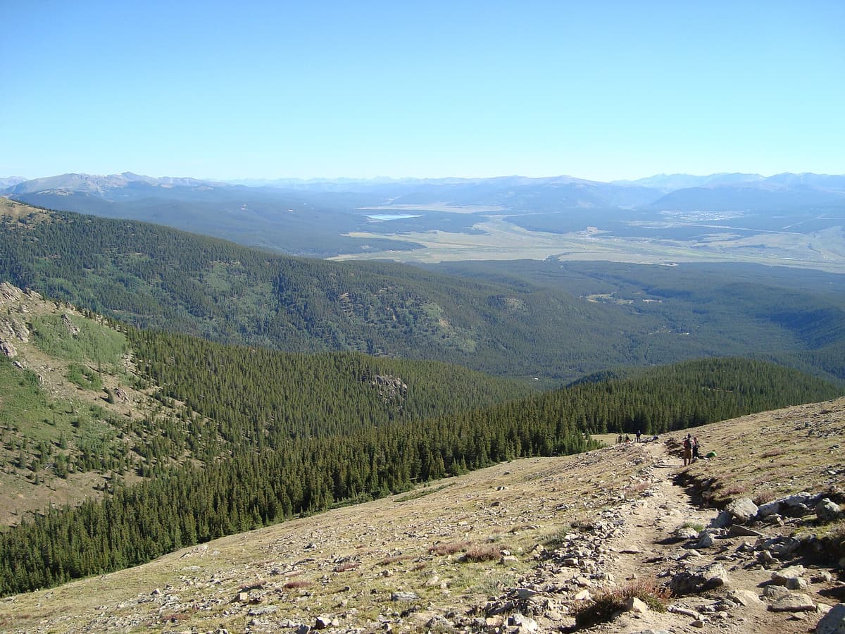 The exposed Northeast Ridge of Mount Elbert climbing above treeline
