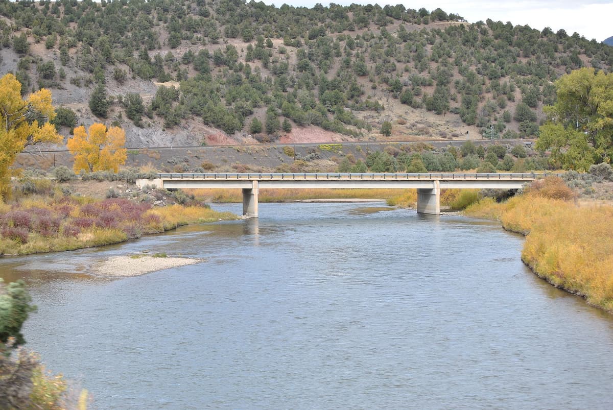 A bridge crossing the Colorado River near Radium, Colorado, on the gravel road that leads to the hot spring parking area