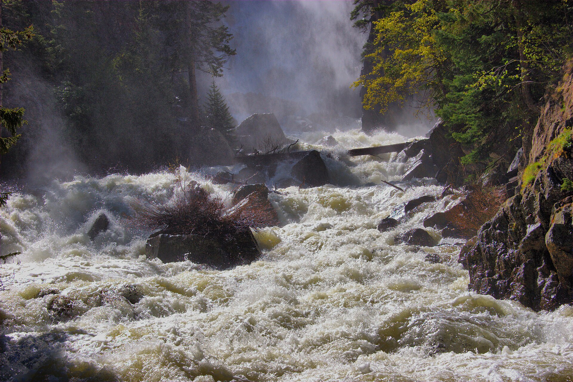 Fish Creek Falls near Steamboat Springs with spring snowmelt